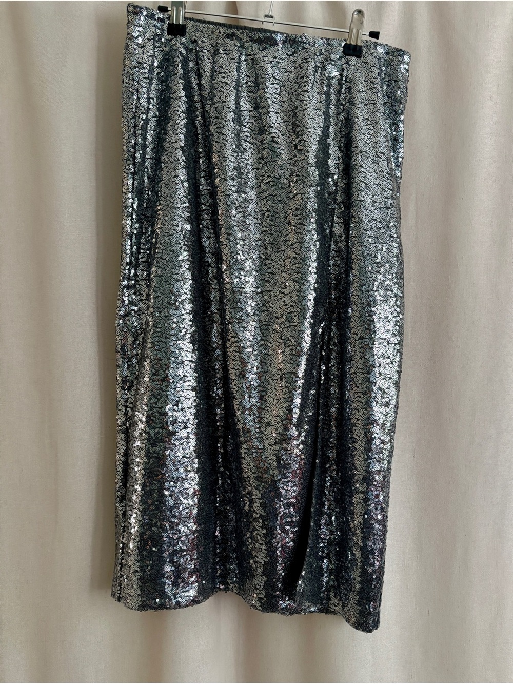 Joe Fresh Sequin Midi Skirt — Silver | M